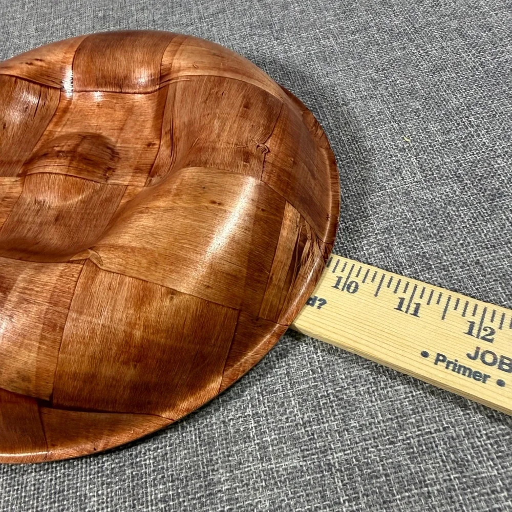 VTG MCM Eez Woven Wood Chip & Dip Bowl Tray Taiwan 10